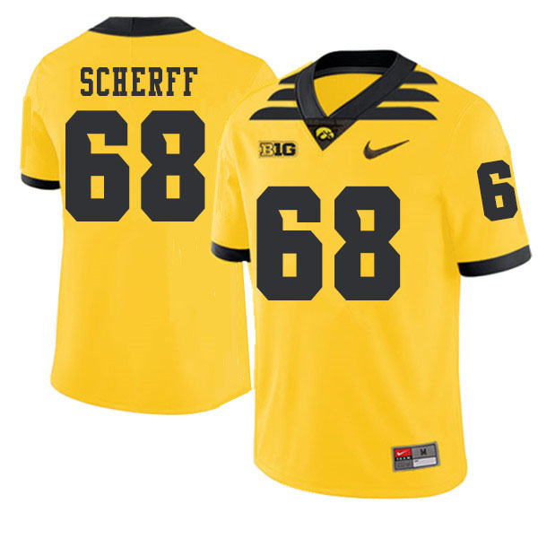 2019 Men #68 Brandon Scherff Iowa Hawkeyes College Football Alternate Jerseys Sale-Gold - Click Image to Close